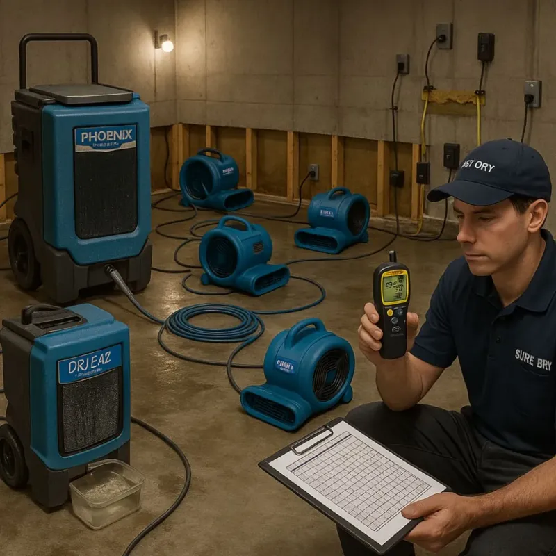 Structural Drying and Dehumidification process in Pinewood Estates, TX